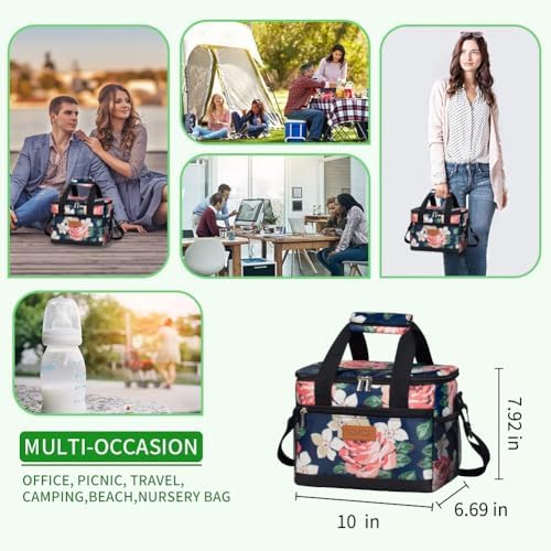 iknoe Insulated Lunch Bag, Foldable 8.5L Cooler Bag for Men & Women, Lunch Box