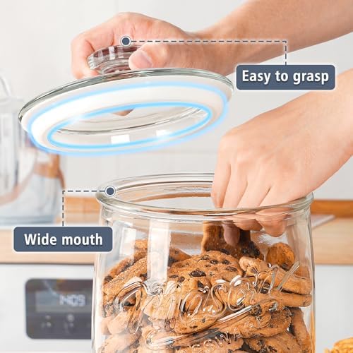 Folinstall 1 Gallon Glass Cookie Jar with Airtight Lid, 2 Pack