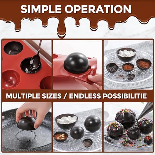 6 Holes Silicone Hot Chocolate Bomb Molds, 2 Packs Large Semi Sphere Mold 2.7" Half Sphere Silicone Baking Molds for Making Chocolate, Cake, Jelly, Dome Mousse