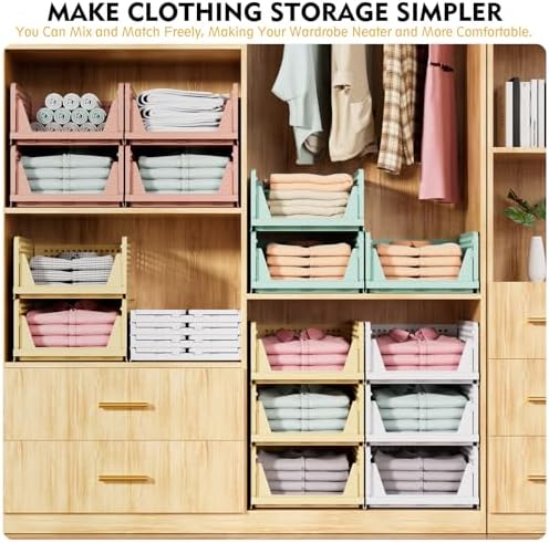 8 Pack Closet Organizers and Storage, Stackable & Foldable Closet Bins