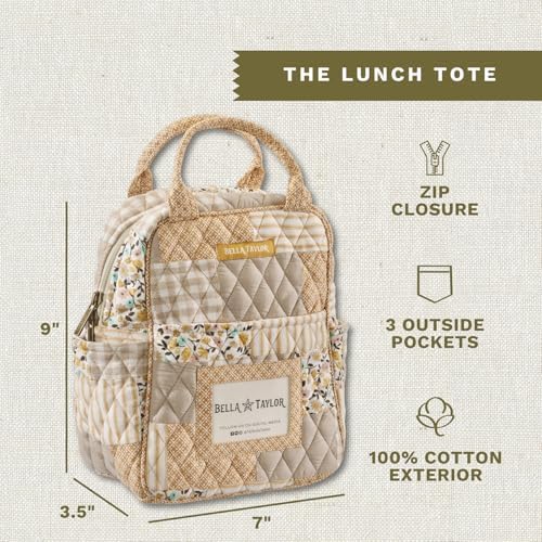 Bella Taylor Lunch Tote, Quilted Lunch Bag, Prairie Meadow Patch
