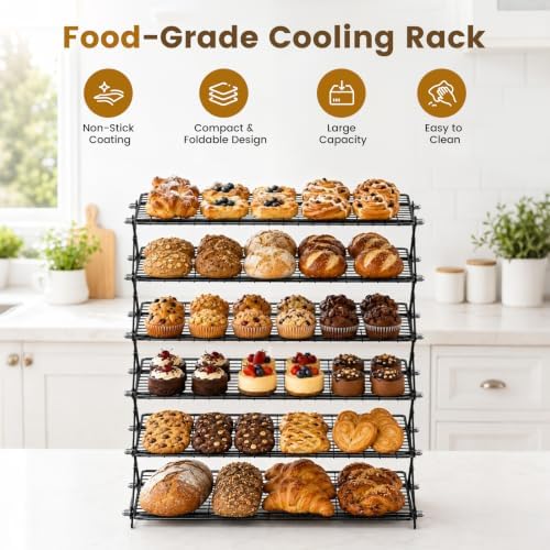 6 Tier Collapsible Cooling Rack for Baking Cookies Bread Barbecue