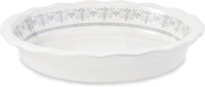 Ceramic Pie Pans for Baking, 9 Inch Porcelain Pie Pan Pie Dish, Round Pie Plate for Apple Pie, Quiche, Pot Pies, Tart（White）