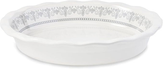 Ceramic Pie Pans for Baking, 9 Inch Porcelain Pie Pan Pie Dish, Round Pie Plate for Apple Pie, Quiche, Pot Pies, Tart（White）