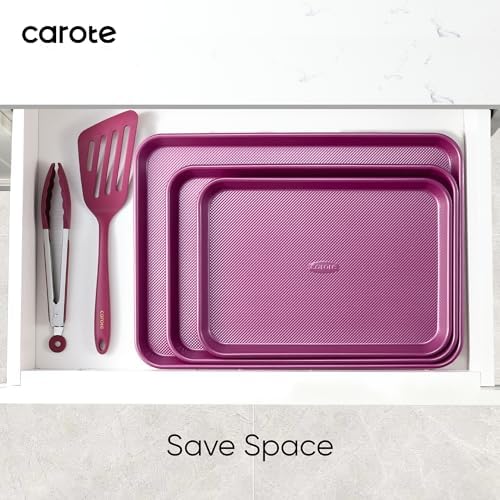 CAROTE 3-Piece Baking Sheet, Nonstick Cookie Sheets, Royal Violet