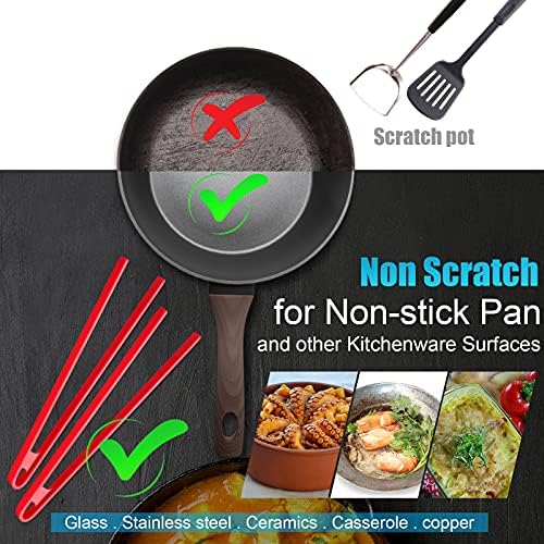 Patelai 2 Pcs 11.8 Inch Silicone Cooking Tongs Tweezers,Black, Red
