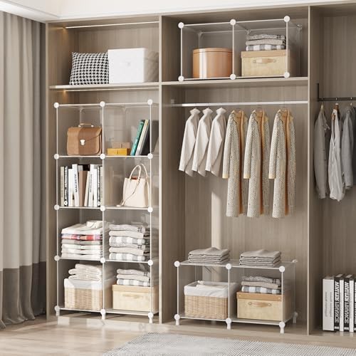 AWTATOS Closet Organizers, 12 Cube Storage Organizer, Transparent Twill