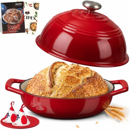 Overmont Enameled Cast Iron Dutch Oven, 6QT Bread Oven with Dome Lid Recipe