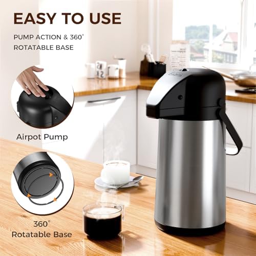 Coffee Carafe for Keeping Hot, 64OZ Airpot Coffee Dispenser with Pump