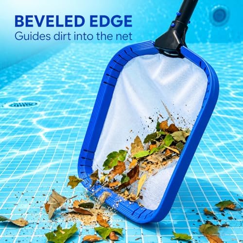 Pool Skimmer Net, Heavy Duty Flat Nylon Fine Mesh Leaf Bag, Fast Debris Removal Cleaning Tool Compatible with Standard Pole for All Swimming Pools and Ponds(No Pole)