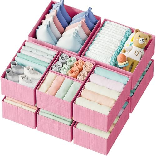 Drawer Organizer Set of 12 Pink - Nursery, Bedroom, Closet Organizer & Storage