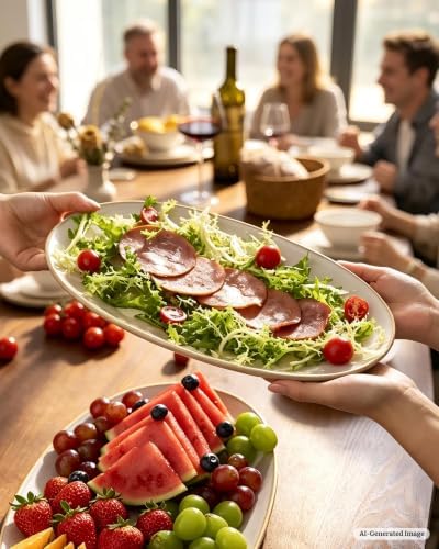 famiware Serving Platters Set of 3 Sizes - Oval, Cappuccino White
