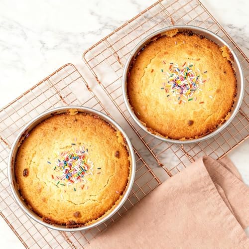 8 inch Cake Pans, Round Baking Layer Cake Pan Set of 2, Stainless Steel Mirror Finish & Dishwasher Safe for Birthday, Party, Wedding