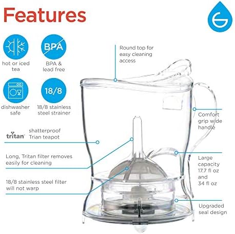 GROSCHE Aberdeen Smart Tea Maker BPA-Free Tea Infuser 34 oz + 16 oz Mug Set