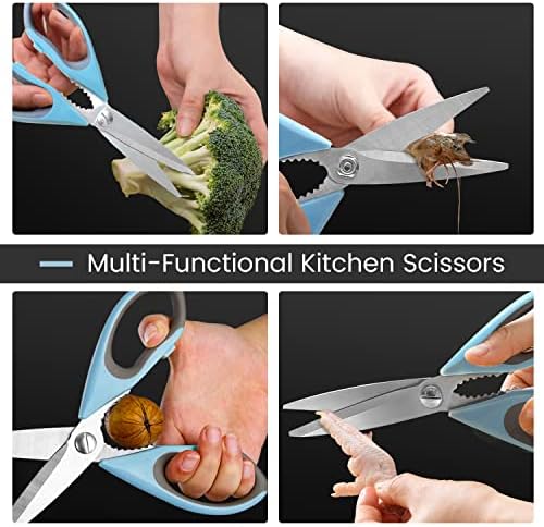 3 Pack Sharp Kitchen Scissors Set with Magnetic Holder