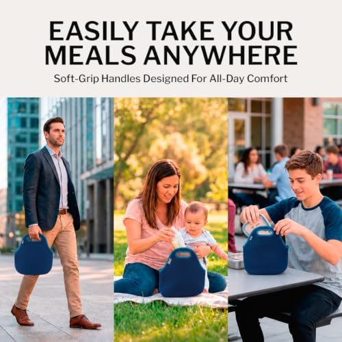 Built Gourmet Getaway Neoprene Lunch Bag - Insulated, Reusable, & Machine-Washable Lunch Tote for Hot and Cold Food Storage, Lightweight & Reusable - One Size (Navy)
