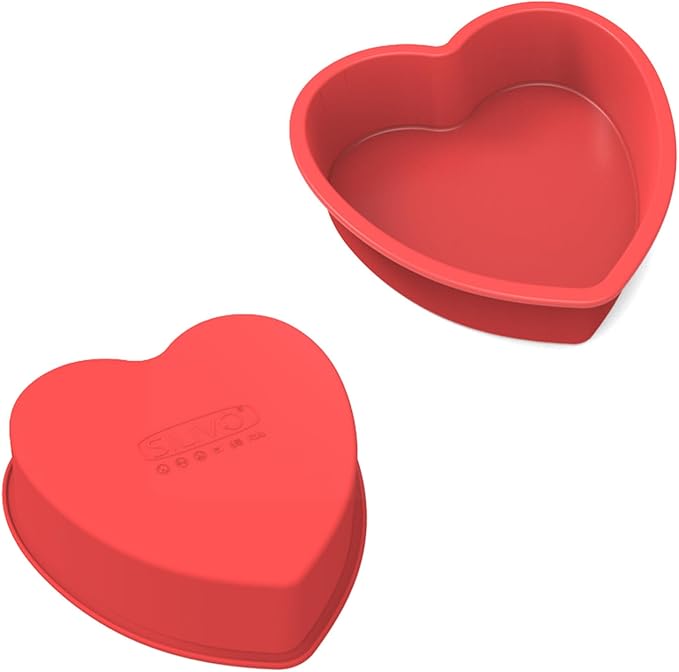 SILIVO 6 inch Heart Cake Pans(2 Pack) - Silicone Nonstick Heart shaped Cake Pans for Cakes and Brownies