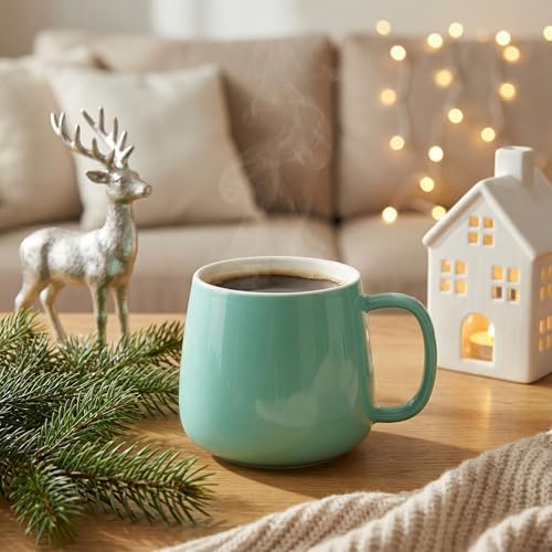 Teocera Coffee Mugs Set of 4-12oz Chip-Resistant Ceramic Cups with Ergonomic Handle | Dishwasher & Microwave Safe Mint Green Mugs | Keeps Beverage Hot, Perfect for Family Kitchen & Holiday Gifts