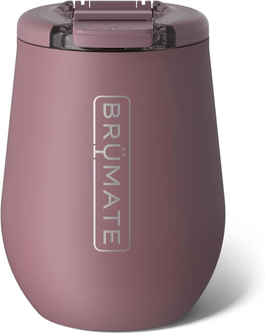 BrüMate Uncork'd 14oz 100% Leakproof Insulated Wine Tumbler | Locking Lid | Insulated Stainless Steel Wine Glass | Perfect For Travel & Outdoors | BPA-Free (Rose Taupe)