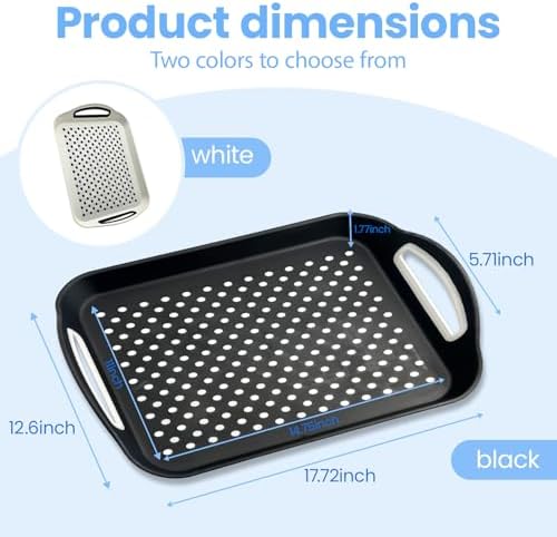 2 Pack Large Nonslip Serving Tray with Handles Lap Food Trays for Eating on Couch Tray for Breakfast Dinner Snack Fruit Beverage(Black & White)
