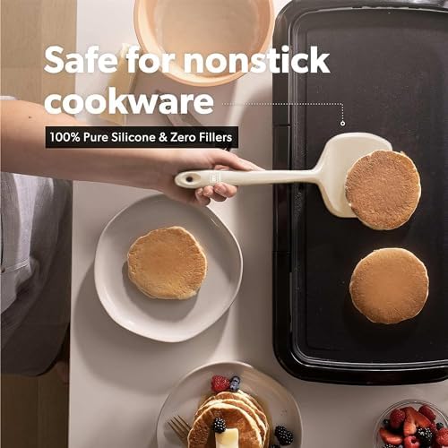 DI ORO Silicone Turner Spatula Set - 600F Heat Resistant, 4-Pc Clay