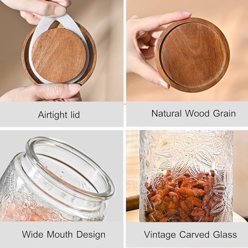 Glass Storage Containers With Lids, Glass Jars With Lids, 24oz, Set Of 3
