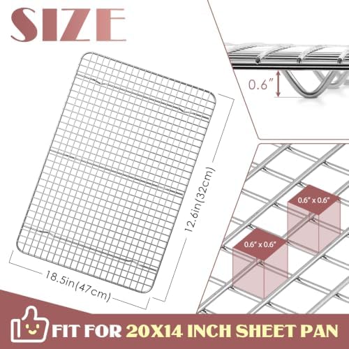 Cooling Rack Set of 2, E-far 18½x12½ Wire Racks for Baking Cooking Grilling