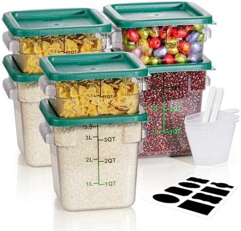 2QT&4QT 6PCS NSF Commercial Clear Food Storage Containers with Lids(GREEN)