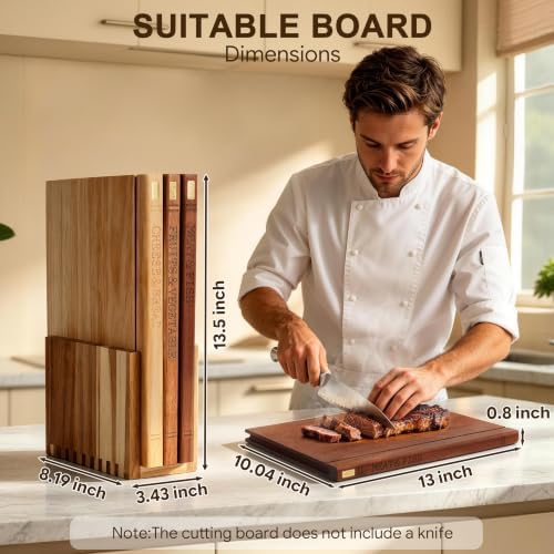 Magnetic Book Cutting Board Set with Stand for Space-Saving Kitchen