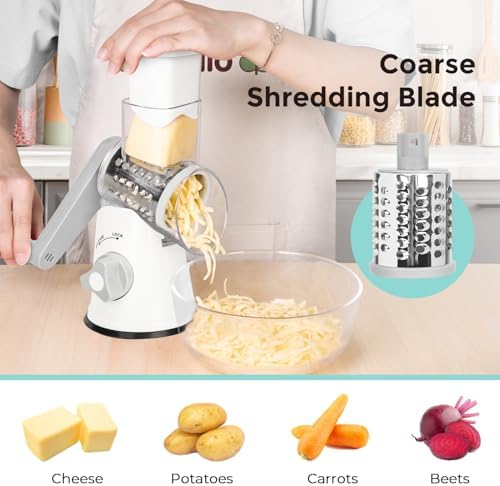 X Home Rotary Cheese Grater for Kitchen, White