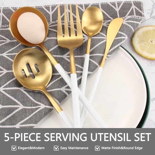 Whitegold Serving Utensils Set, 5pc Stainless Steel Serving Spoons