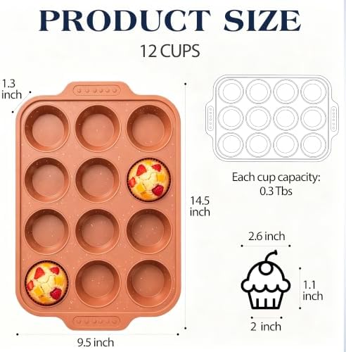 Silicone Muffin Pans for Baking with Metal Reinforced Frame