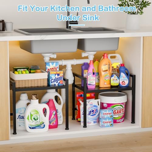 17.3” Metal Storage Shelves,150LBS Heavy Duty Shelving Units For Under Sink