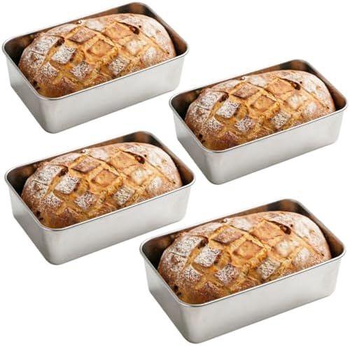Kichwit Stainless Steel Loaf Pan for Bread, 4 Pack Metal Baking Pan, Dishwasher Safe (8.5" x 5.7" x 2.5")
