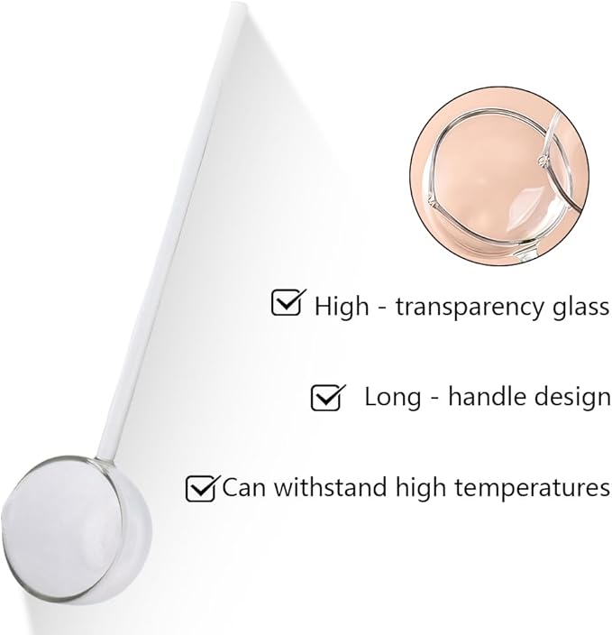 2 Pcs 9.65” Heat Glass Ladle, High Temperature Borosilicate Glass Mixing Utensil Ladle With Pourable Mouth Can Be Heated Directly With Open Flame for Home Kitchen Banquet Restaurant Soup Spoon