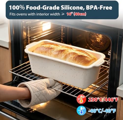 Homemade Sandwich Bread Loaf Pan: 12x4.2x4.5 Inch Long Silicone Baking Mold