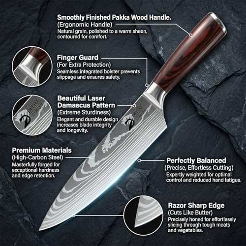 Dfito Kitchen Knife Set 3 Pieces, Professional Chef Knives Set Gift Box