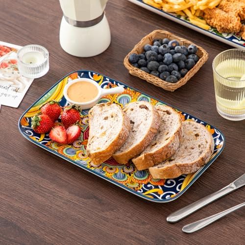 vancasso Serving Platters Set of 3, 16"/14"/12" In Rectangular Trays Boho