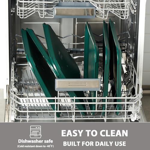 CURTA Lunch Trays 6 Pack, Green Tray 12 x 16, Plastic Food Trays for Eating Bulk, NSF Certified Cafeteria Tray for Commercial Food Service and School