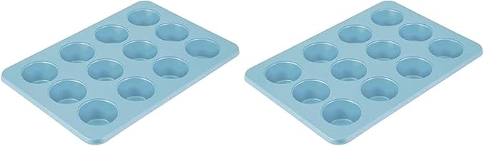 KitchenAid 12-Cup Nonstick Aluminized Steel Muffin Pan, Mineral Water (Pack of 2)