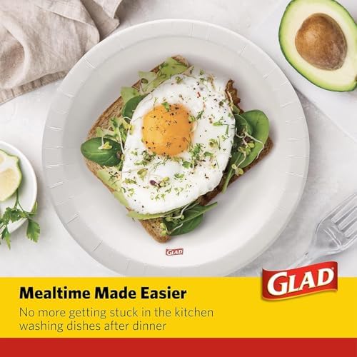 Glad Round Disposable White Paper Plates, 8.5 Inch, 500 Count