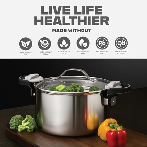 GOTHAM STEEL 5 Qt Stainless Steel Stock Pot Multipurpose Pasta Pot