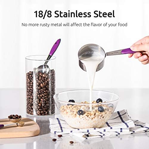 U-Taste 10 Piece Measuring Cups and Spoons Set in 18/8 Stainless Steel (Purple)