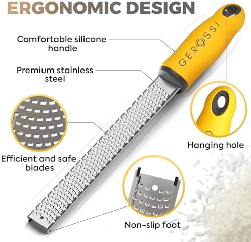 Lemon Zester Tool with Handle, Zester Grater for Cheese, Citrus and Garlic