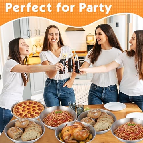 3 Pcs Deep Stainless Steel Pie Pan Set - Thickened Metal Baking Pans for Oven, Rust Proof Pie Plates for Kitchen(9.5 Inches,Standard Version)