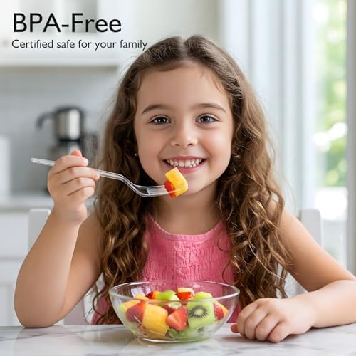 [200 Count] Disposable Plastic Silverware, Heavy Duty Forks and Spoons Set, Durable Plastic Utensils Cutlery Set for for Parties, Picnics, Big Event, Daily Use - Bpa free