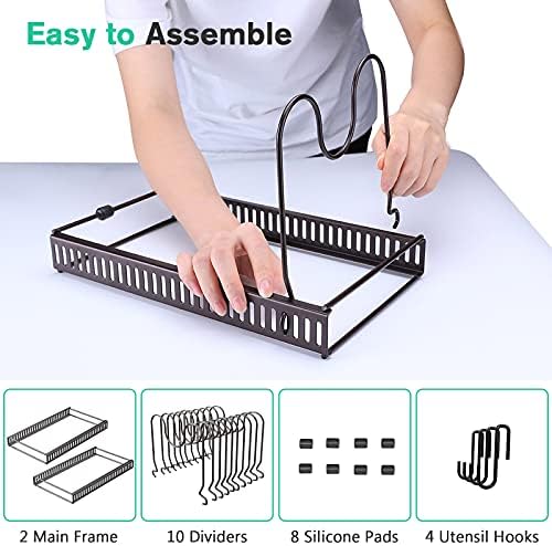Puricon Expandable Adjustable Pot Pan Organizer for Cabinet with 10 Divider