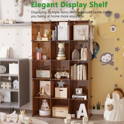 C&AHOME 16 Cube Storage Organizer Cube Shelves Units Storage Cubes, Brown