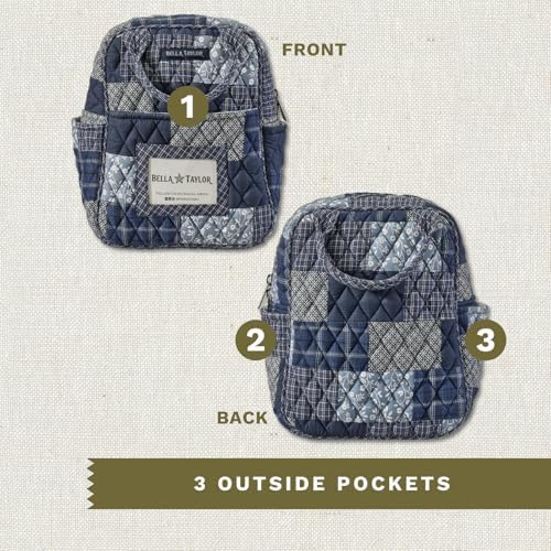 Bella Taylor Lunch Tote, Quilted Lunch Bag, Heritage Blue Patch
