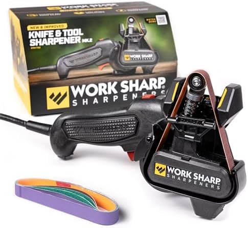 Work Sharp MK2 Electric Knife Sharpener & Replacement Belts – Adjustable 2-Speed Knife Sharpening System for Kitchen Knives, Pocket Knives, Scissors, Axes & Garden Tools